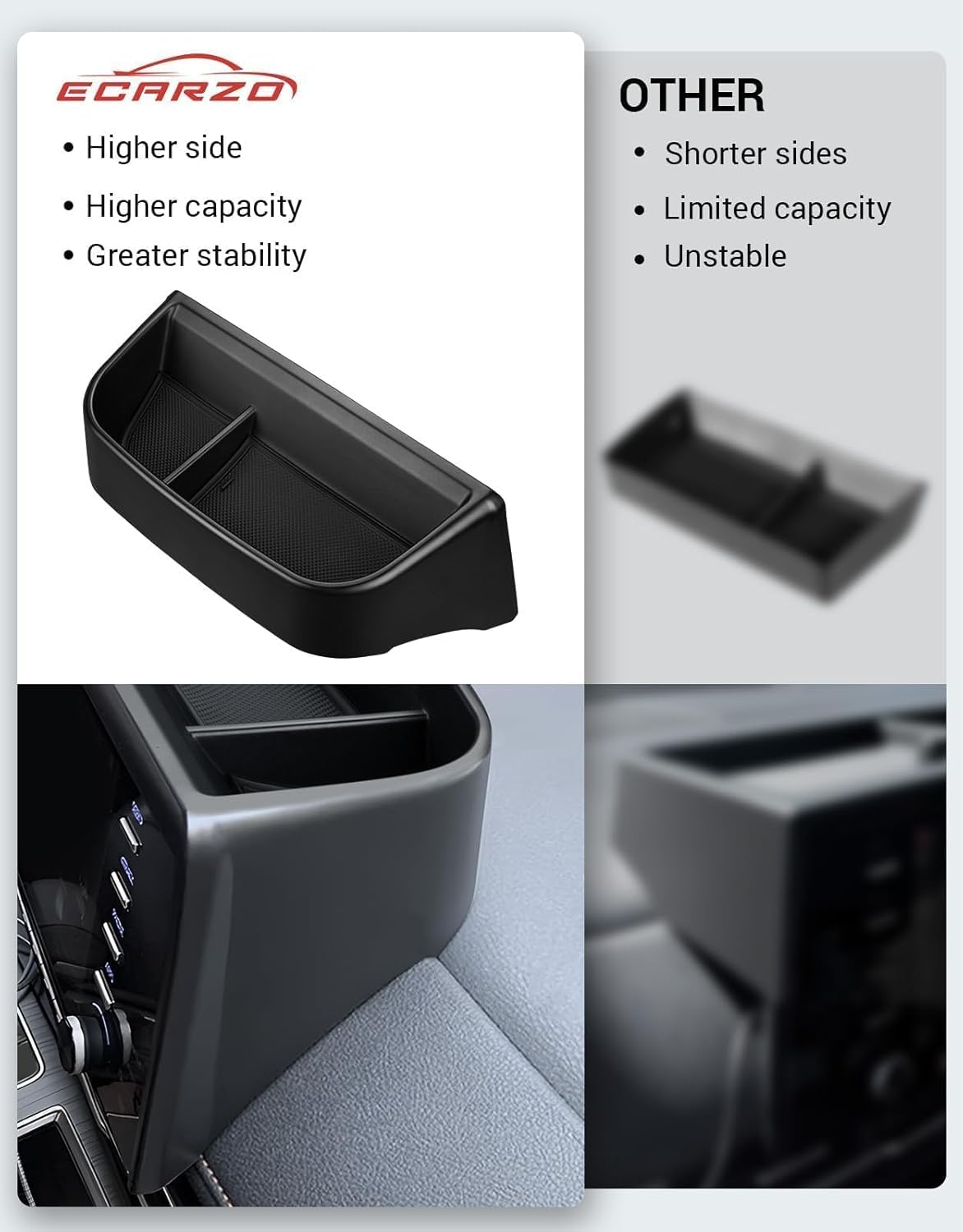 Ecarzo Tray Phone Holder Compatible with 2024 2023 2022 2021 Toyota Sienna Interior Accessories, Hidden Storage Organizer Behind Screen Sunglass Tissue Holder (Not for 2025)
