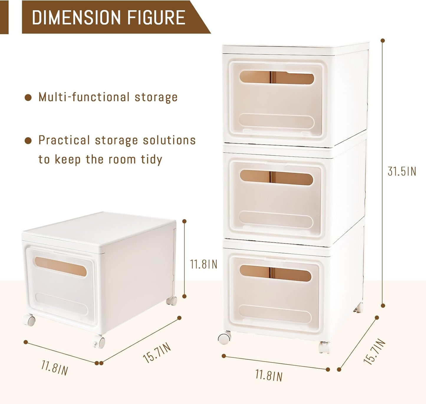 Shoe Box Shoe Storage Box Shoe Storage Organizer ，Under Bed Shoe Storage， With Wheels Stackable (White, 3 Pack)