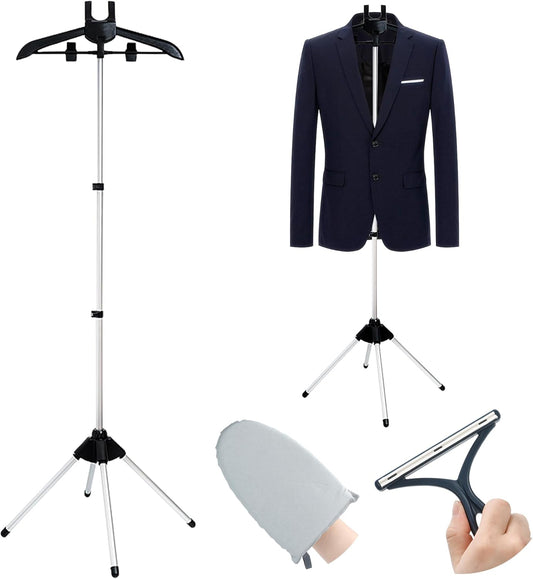 Garment Steamer Stand for Clothes - Garment Hanger for Steaming, Steam Rack for Clothes, Steam Iron with Stand, Including Ironing Gloves, Clothes Rac, Hair Remover ﻿