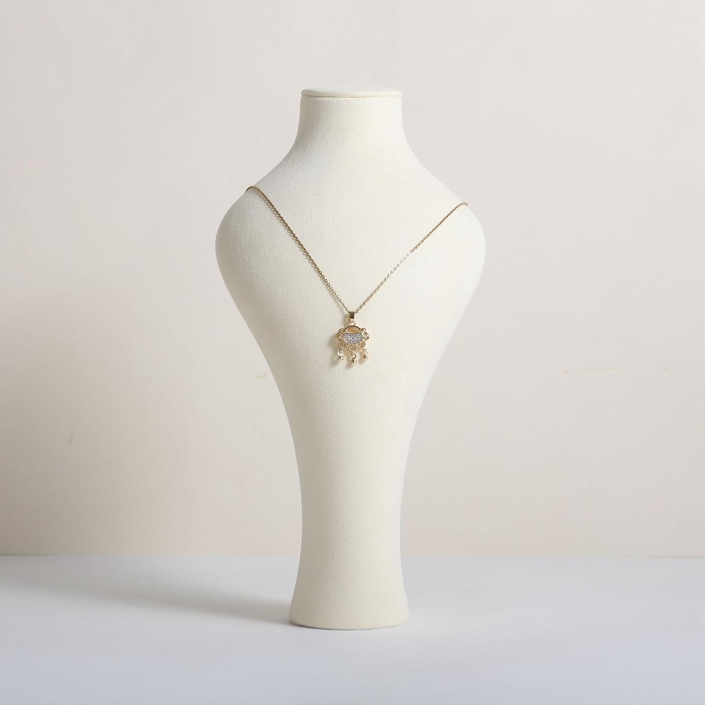 GemeShou Beige necklace hanger jewelry organizer, Velvet jewelry display stand necklace holder, jewelry mannequin bust for boutique store【Beige-Small height 9.84 inch】