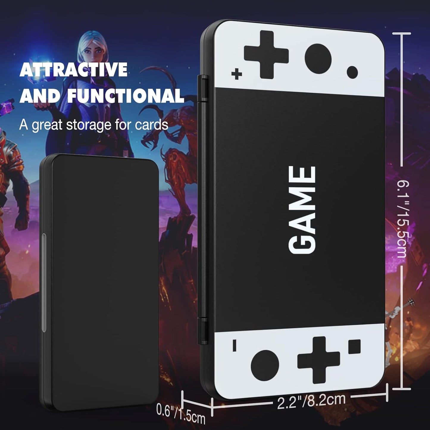 MoKo 24 Game Card Case for Nintendo Switch 2 / Switch OLED / Lite, Game Storage Holder Case with 24 Game Card Slots & 24 Micro SD Cards Slots, Slim & Portable Storage Box, Black & White Game