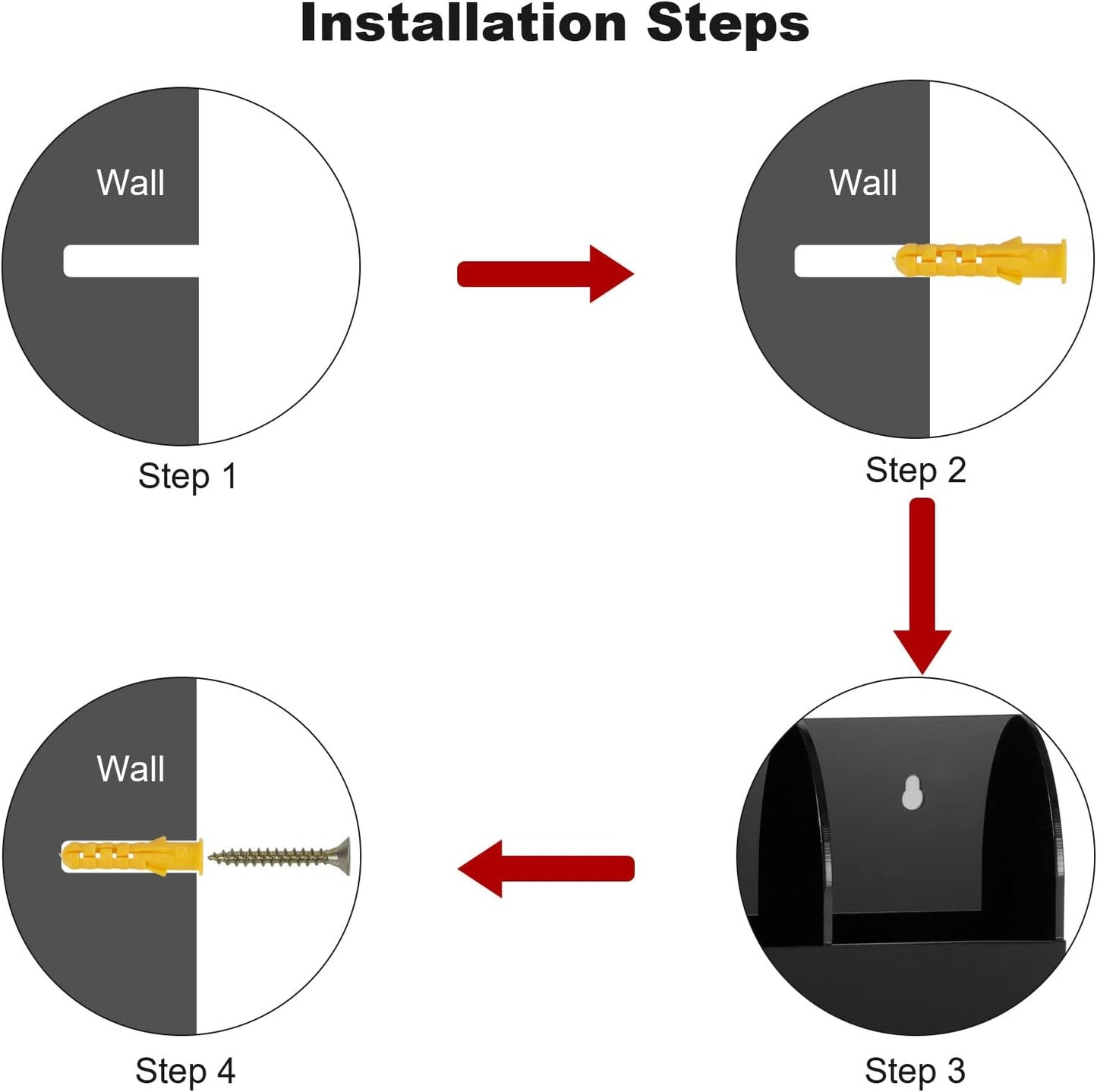 Yeeco Acrylic Remote Control Holder Wall Mount 2 Compartments, Black Remote Holder Wall Mount, 5.3’’×1.6’’×5.6’’ Wall Pen Holder, Pen Holder for Wall, Remote Control, Pens, Makeup, Key