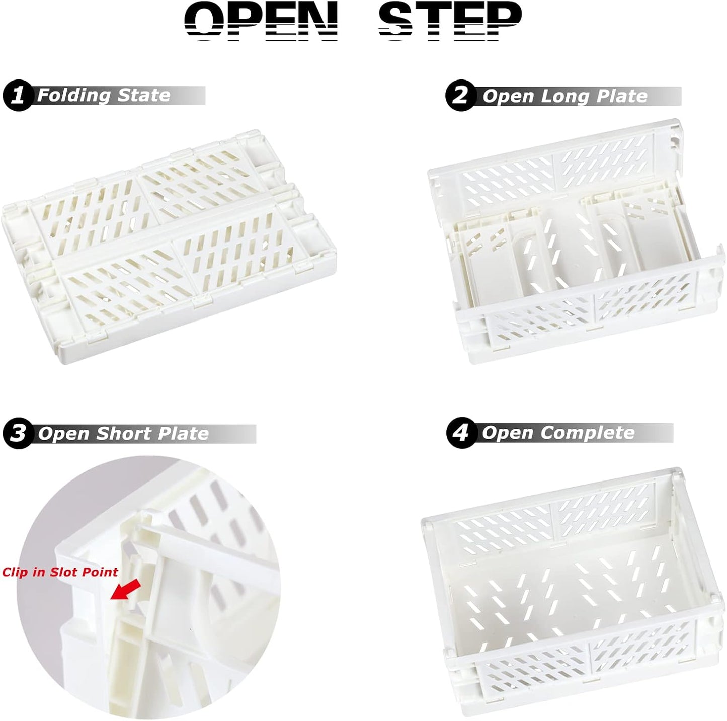 Tixill 2-Pack Mini Foldable Plastic Baskets for Organizing and Storage, Collapsible Storage Crate for Home Kitchen Bedroom Bathroom Office (5.9x3.8x2.2, White)
