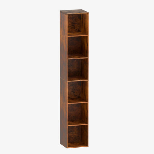 6 Cube Storage Organizer, 6 Tier Cube Low Bookcase Freestanding Storage Display Organizer, Three-Cubes Open Shelf Bookshelf for Home Office (Retro Brown, 6 Cube)