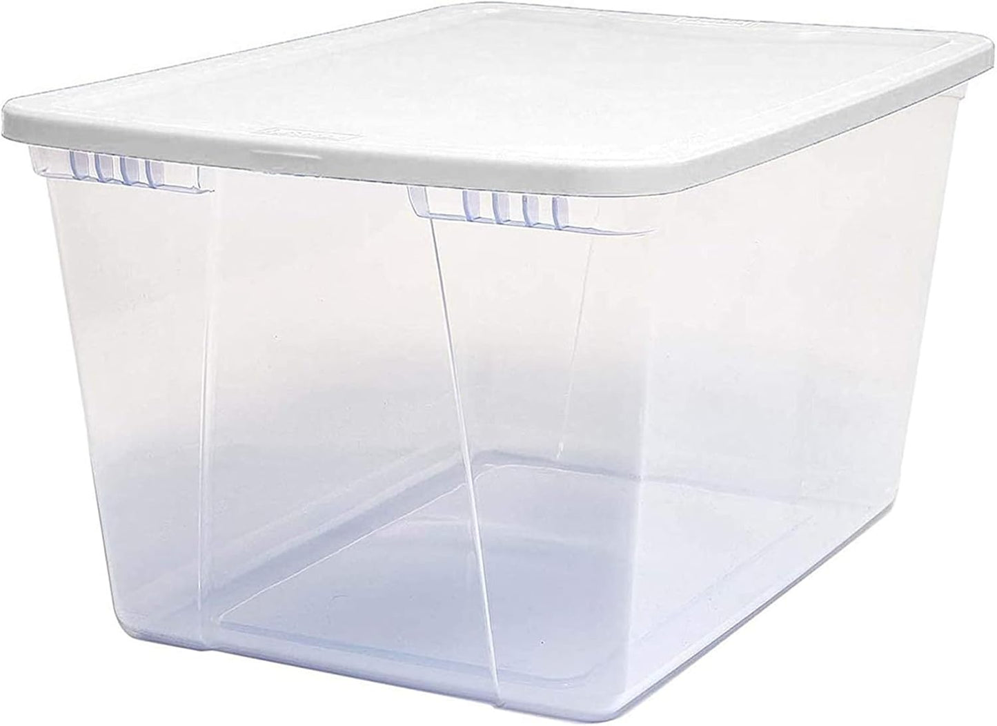 HOMZ 2-Pack Snaplock, Large Clear Plastic Storage Organizer Bins w/Lids, 56 Quart, White - Stackable Container Boxes for Bedroom, Bathroom, Garage, and Office Organization