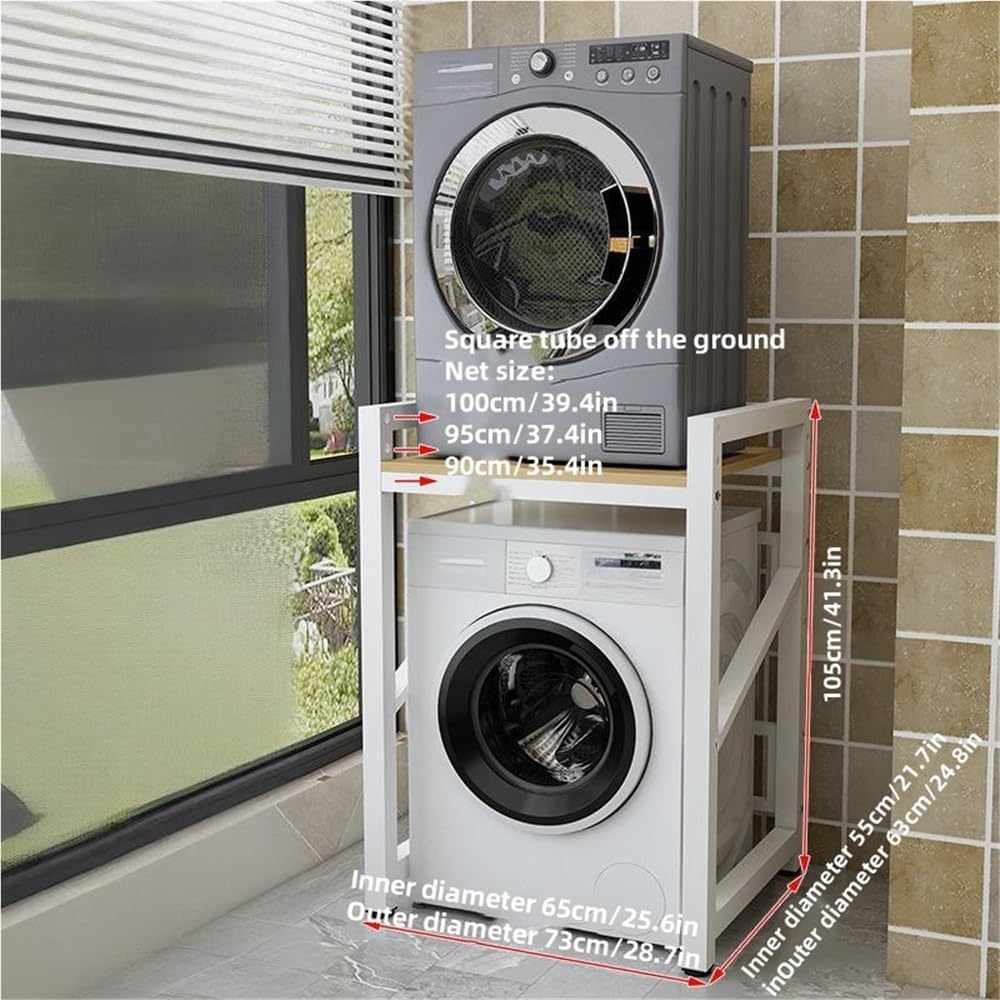 Over Washer and Dryer Storage Rack with Shelves, Freestanding Laundry Room Shelf Unit, Gap Shelf Laundry Stand, Space-Saving Organizer for Laundry Room(White)