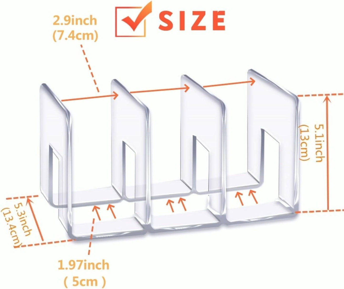 YAGELI Clear Acrylic Purse/Handbag Organizer - 3 Sections Divider for Closet Storage - Sturdy Organizer Rack for Purses, Handbags, and Clutches (4Pack-3Sections)