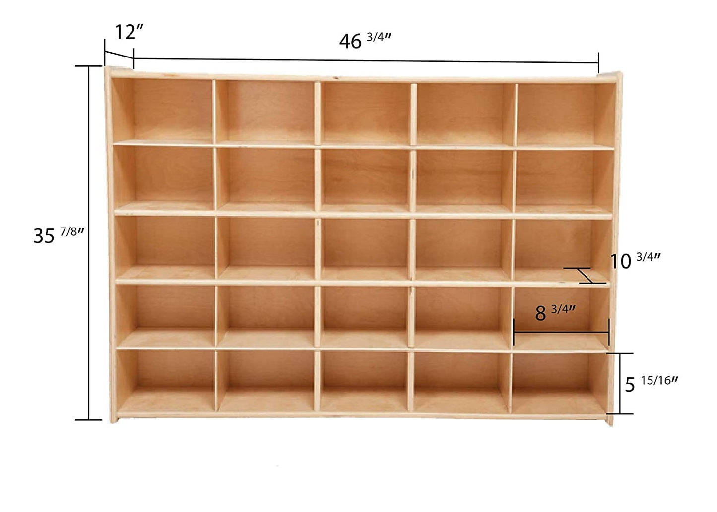 Contender 25 Tray Storage Cabinet with Translucent Trays, Fully Assembled, Wooden Organizer for Classroom, Daycare, or Home