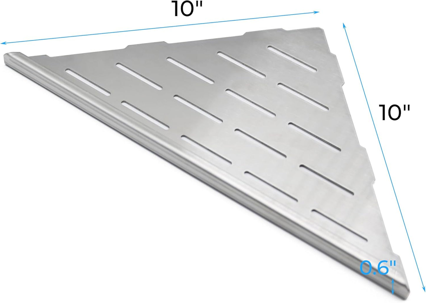 FerdY 2-Pack 10" Brushed Nickel Recessed Corner Shower Shelf, for Tiled Bathroom Walls, 304 Stainless Steel Floating Shelf, Shower Caddy Storage Shelves, No Drilling Required, Striped Triangle