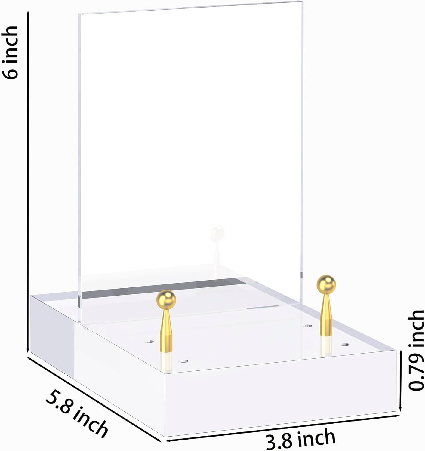 Acrylic Easel Display Stand with Adjustable Gold-Toned Hardware for Pictures, Crystal Clear Acrylic Stand with Floating Appearance for Cookbook, Invitation and Plates, 2-Packs
