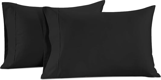 LANE LINEN Pillow Case Covers King, Set of 2, 100% Egyptian Cotton Sateen, Soft Cool & Smooth Pillow Cases - Black
