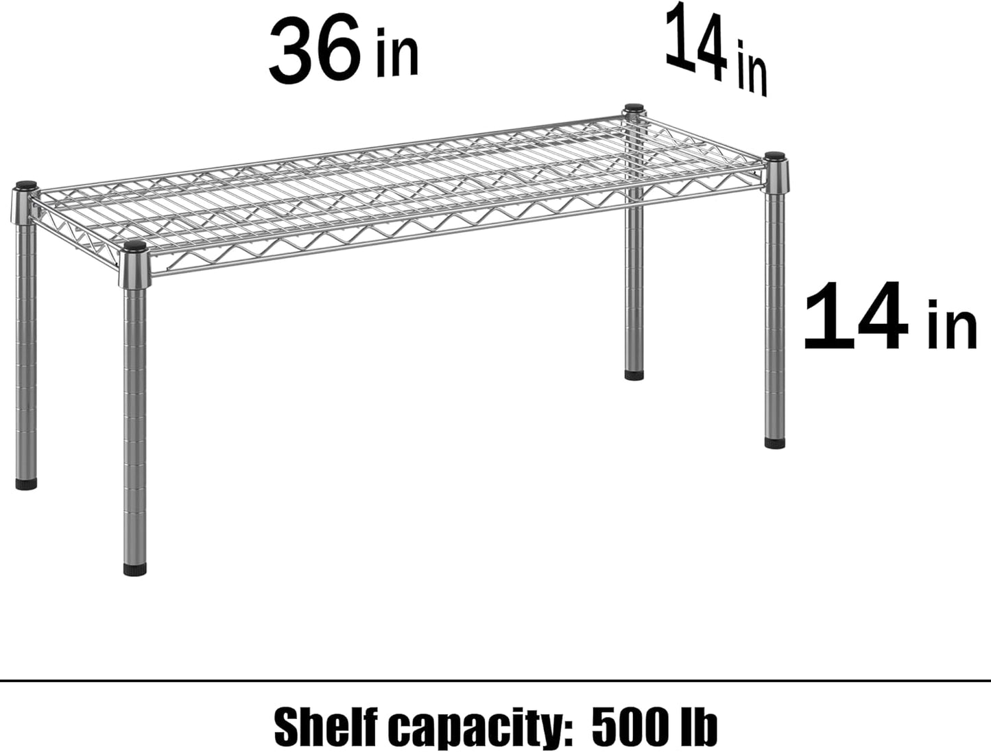 14" Deep x 36" Wide x 14" Height Wire Shelving Kit | 1-Tier | NSF Commercial Storage Rack Unit