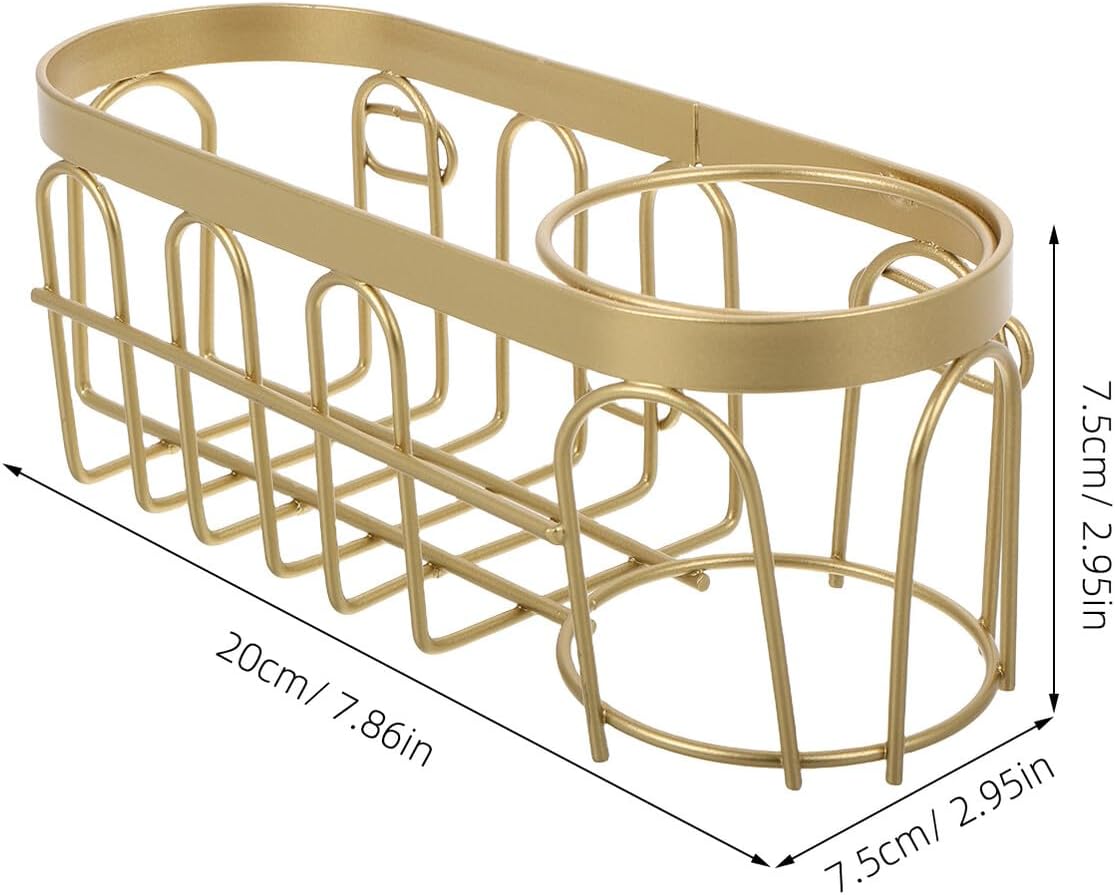 Toyvian Kitchen Sink Sponge Holder Basket with Moisture Control Easy No-Drill Installation Multifunctional Brush Drying Rack Golden Organizer for Cleaning Tools