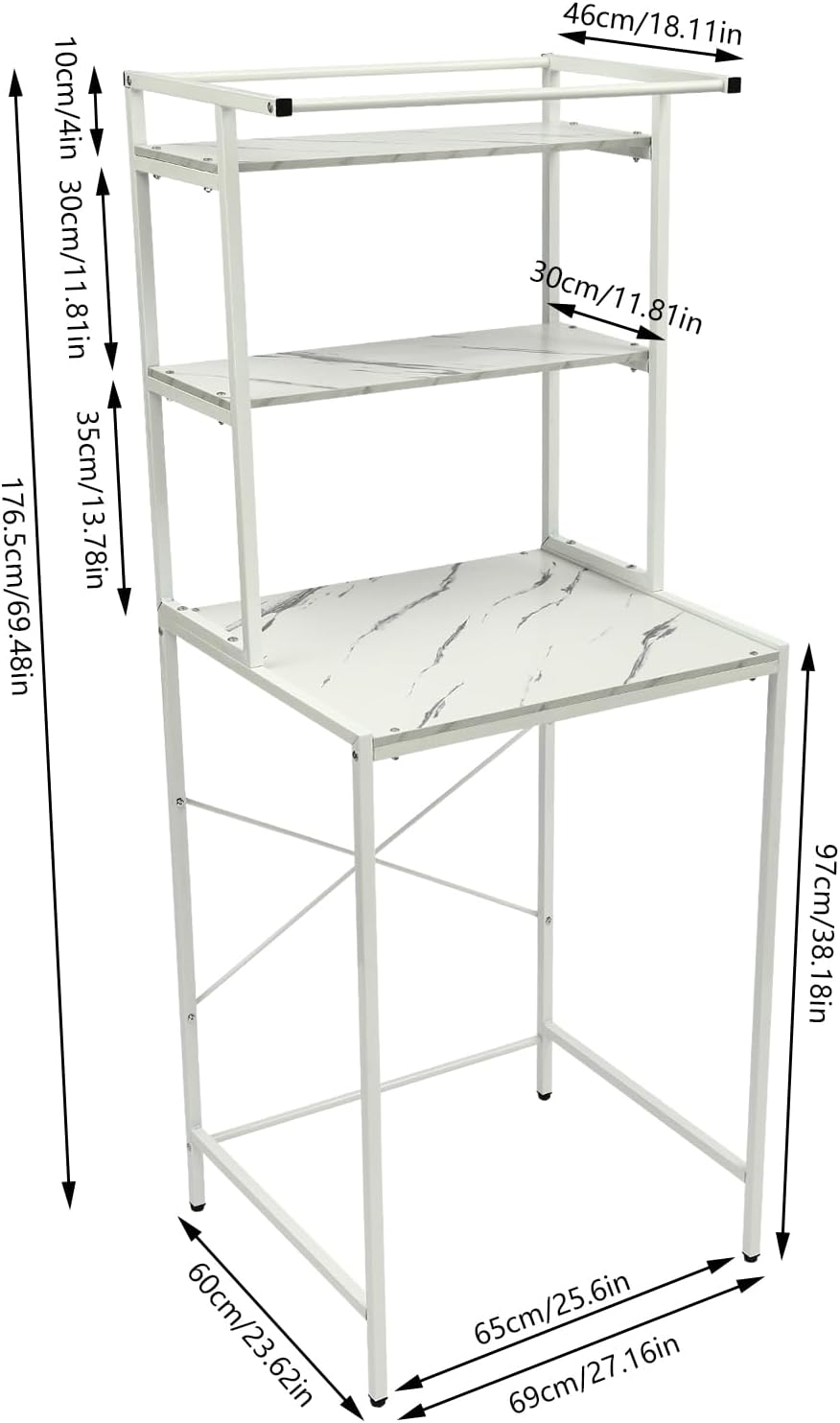 Over Washer and Dryer Shelves,Dryer Storage Shelf,3 Tiers Laundry Room Storage and Organizer Standing Shelf,Height Adjustable Laundry Room Shelves, Load-bearing Capacity 22lbs (White 3 Tiers)