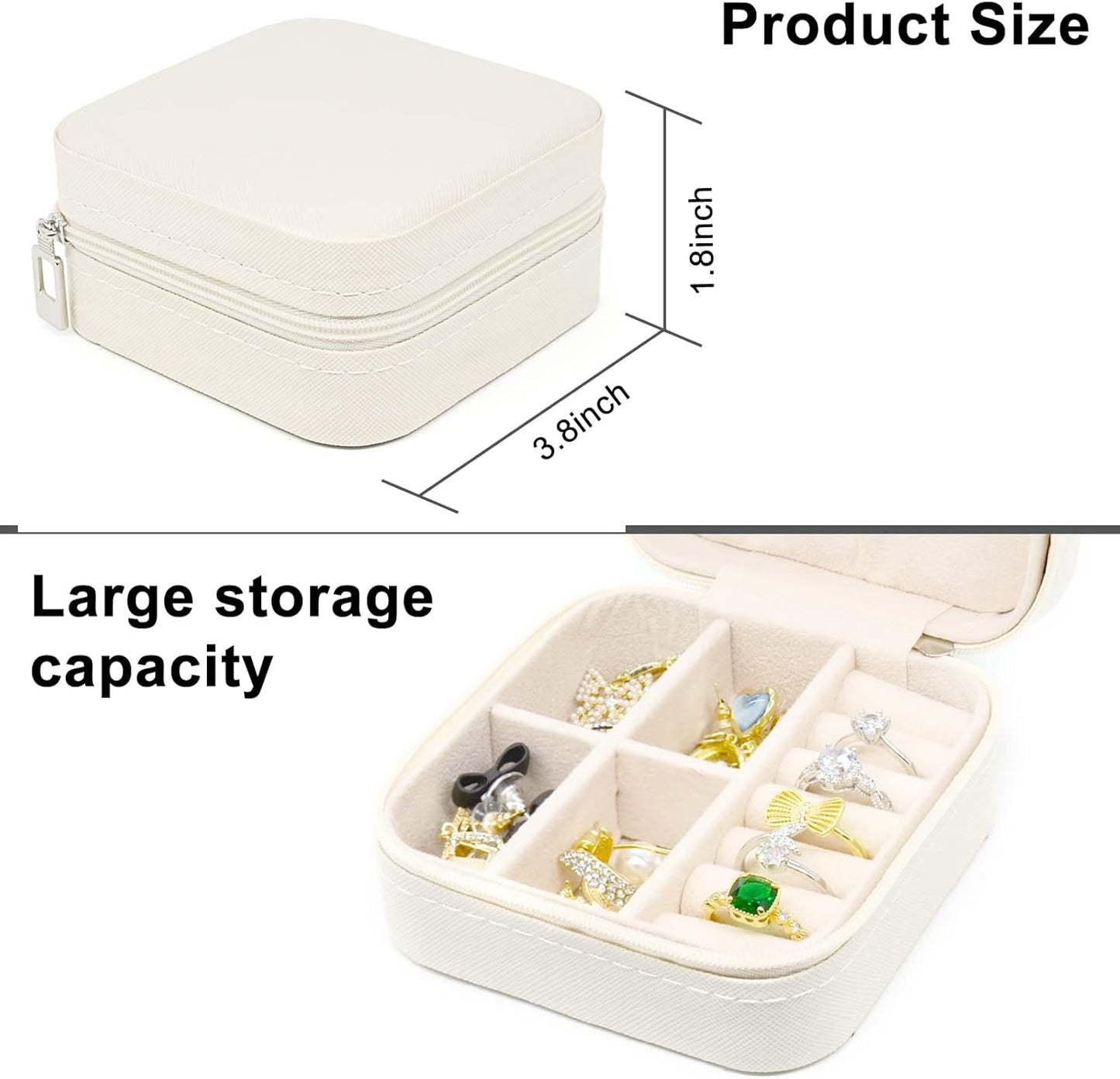 KEINE MARKE Small Jewelry Box, Travel Portable Jewelry Case for Ring, Pendant, Earring, Necklace, Bracelet Organizer Storage Holder Boxes (white*4).