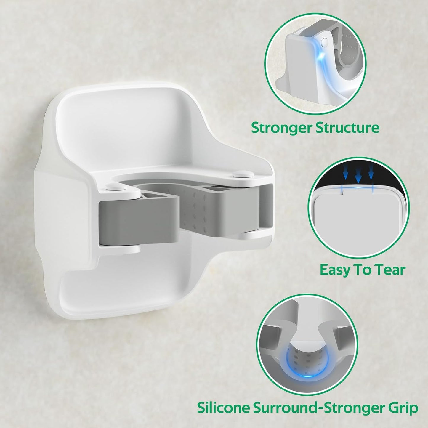 reliahom 10 Pack Broom Holder Wall Mount Mop Grippers No Drilling Self Adhesive Anti-Slip Mop Handle Hanger Dustpan and Broom Organizer Garage Storage Racks-White