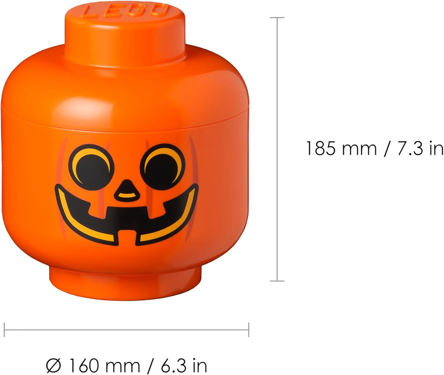 Room Copenhagen, LEGO Storage Heads Stackable Storage Container - Buildable Organizational Bins for Kid’s Toys and Accessories - 6.30 x 6.30 x 7.28in - Small, Pumpkin, Holds 250 Bricks