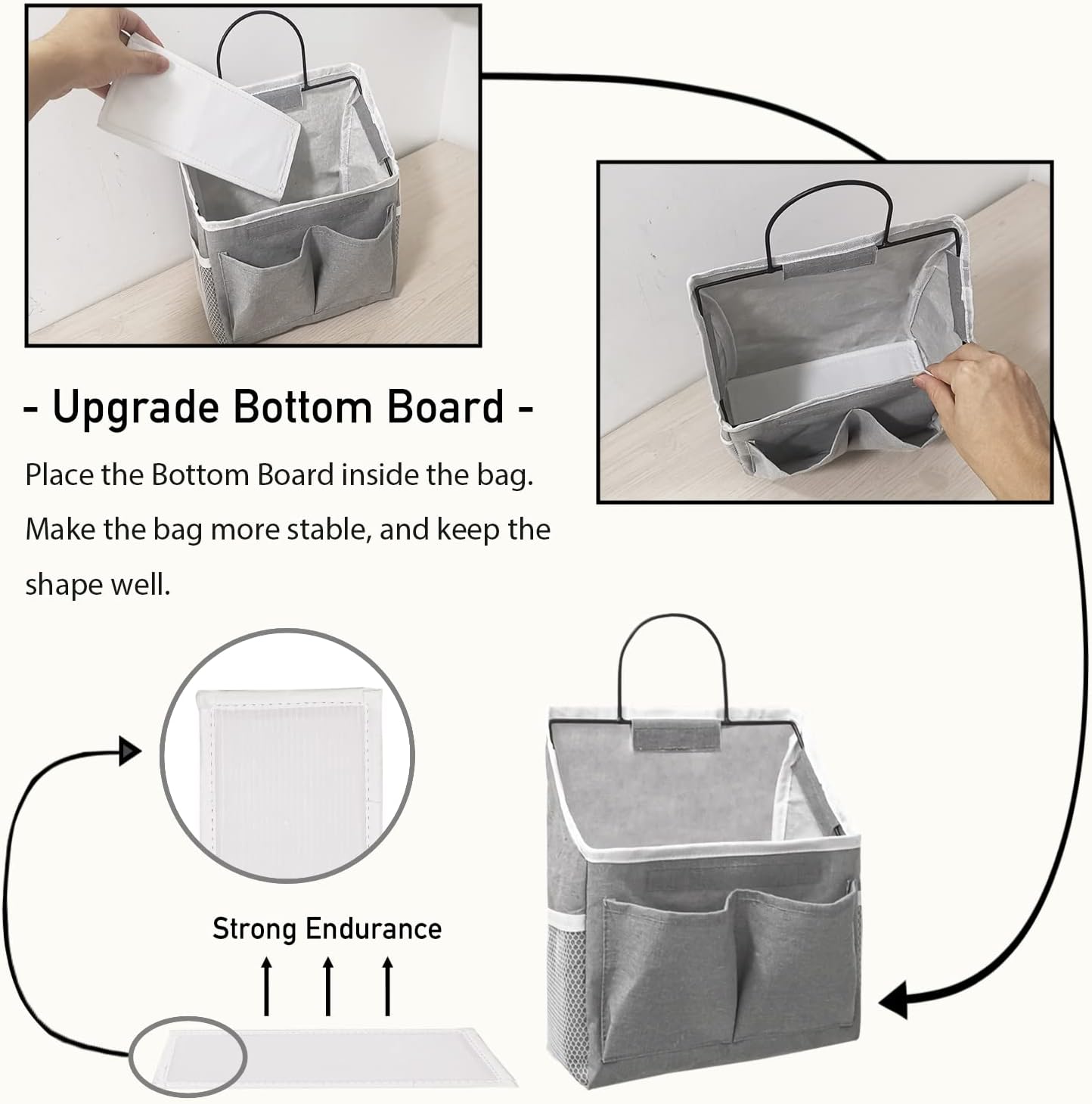 2pcs Small Wall Hanging Baskets for Organizing, Wall Hanging Storage Bag as Over the Door Organizer, Wall File Organizer, Rv Storage and Organization. For Bedroom, Office, Camper (Khaki-2pcs)