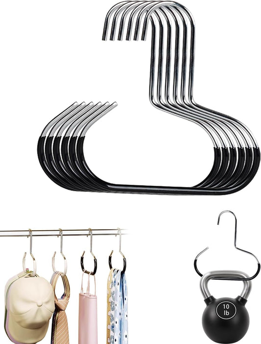Durable Steel Hangers: Maximize Closet Space with Versatile Storage, Multifunctional Steel Hangers, Heavy Duty Closet Organizer Hooks for Hats, Scarves, Belts, Ties, Bra, Anti-Slip (Black, 6 PCS)