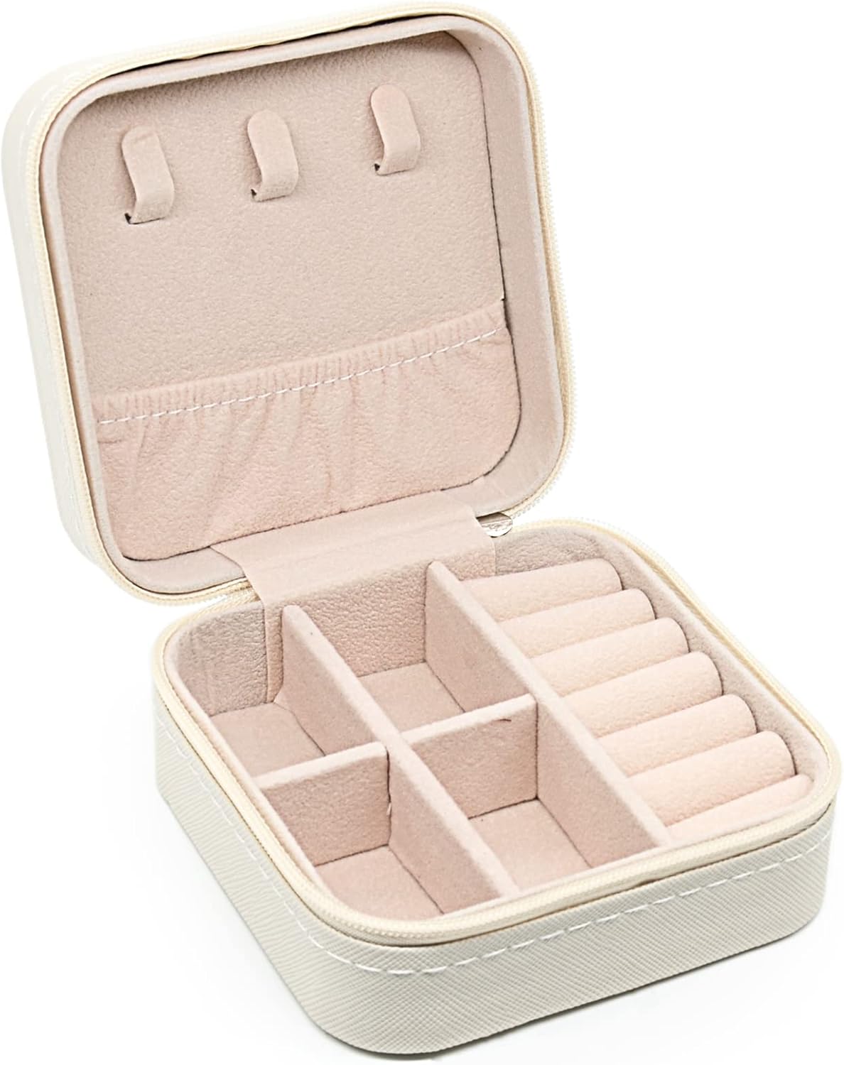 KEINE MARKE Small Jewelry Box, Travel Portable Jewelry Case for Ring, Pendant, Earring, Necklace, Bracelet Organizer Storage Holder Boxes (White*2)