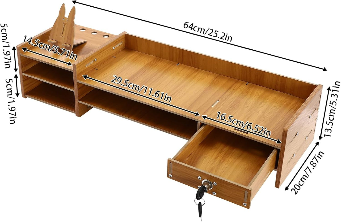 Wood Computer Monitor Stand for Desk Monitor Riser with Drawers & Lock Monitor Stand Organizer Desk Storage Shelf Desk Accessories & Workspace Organizers for Home Office (1 Drawer)