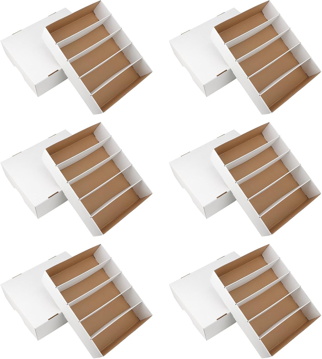 6 Pack Card Storage Box, 3700 Count Trading Card Storage Box White Sports Storage Card Box Organizer Sorting Tray Cards Sleeve Cases Box for Storing Protecting and Organizing Soccer Cards