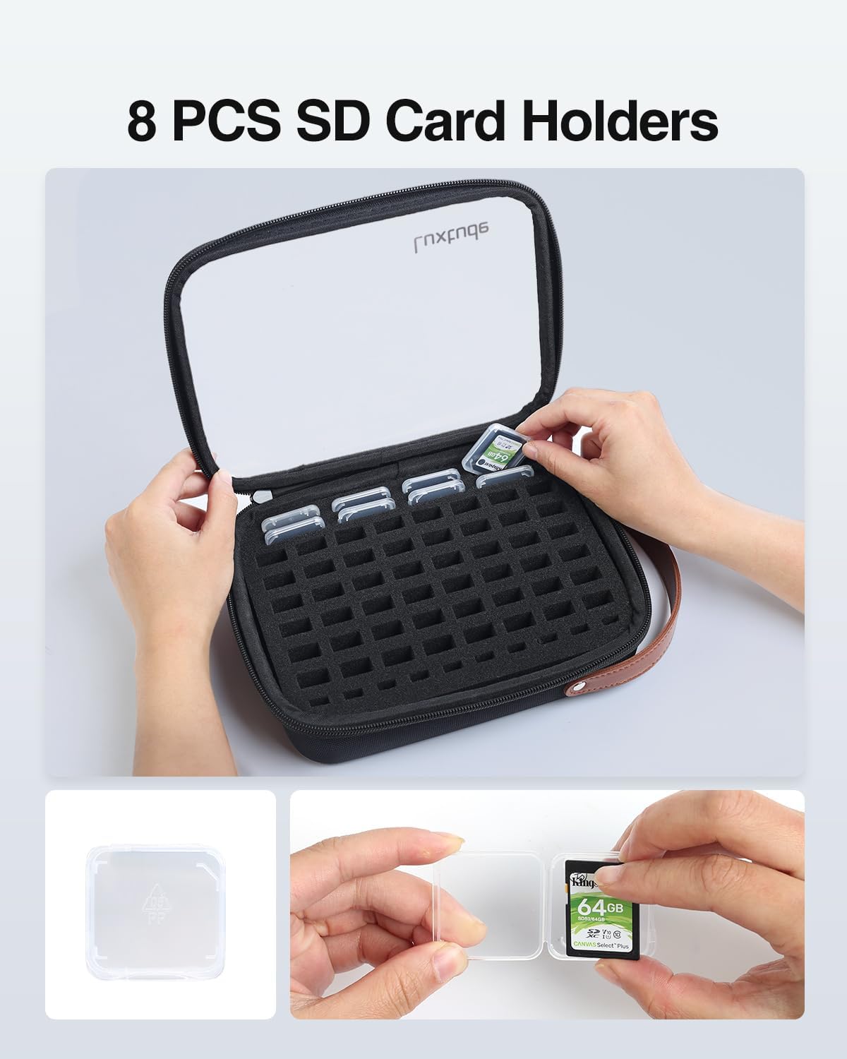 Luxtude Clear Flash Drive Case with Labels, Hard USB Case Organizer, USB Storage Box Holds 58 Drives & 8 SD Cards, Thumb Storage Holder, Flash Drives Holder for Samsung & Sandisk & Memory Stick