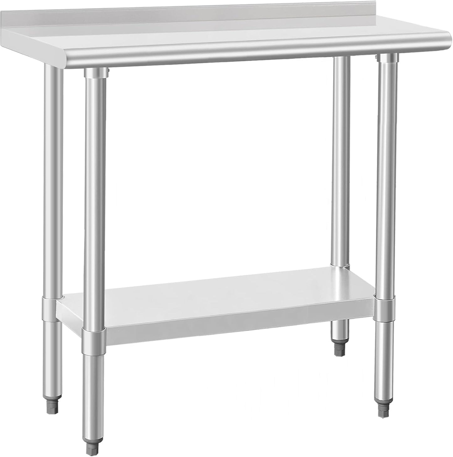 HARDURA Stainless Steel Commercial Work Table Prep Work Metal Table 14×36 Inches with Undershelf and 2" Backsplash Heavy Duty NSF 430 for Kitchen Food Prep