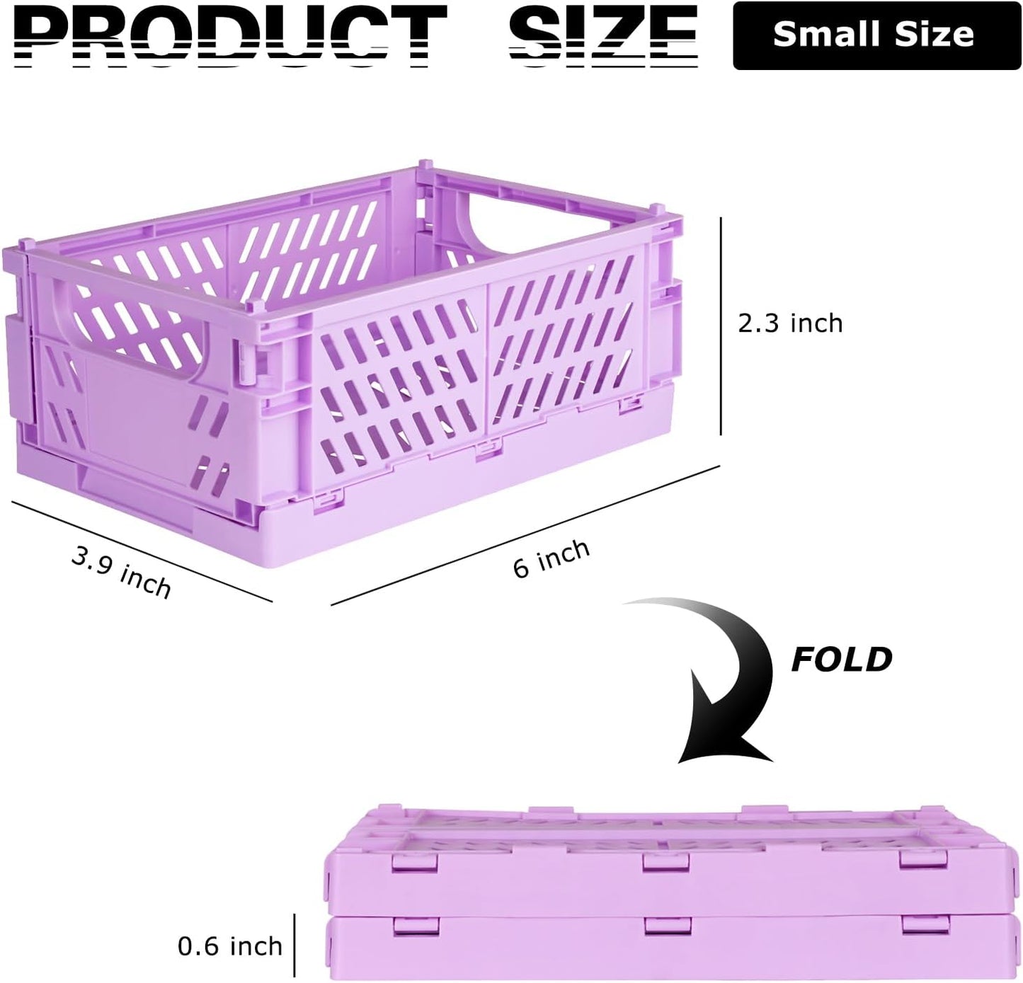 Tixill 2-Pack Mini Foldable Plastic Baskets for Organizing and Storage, Collapsible Storage Crate for Home Kitchen Bedroom Bathroom Office (5.9x3.8x2.2, Purple)