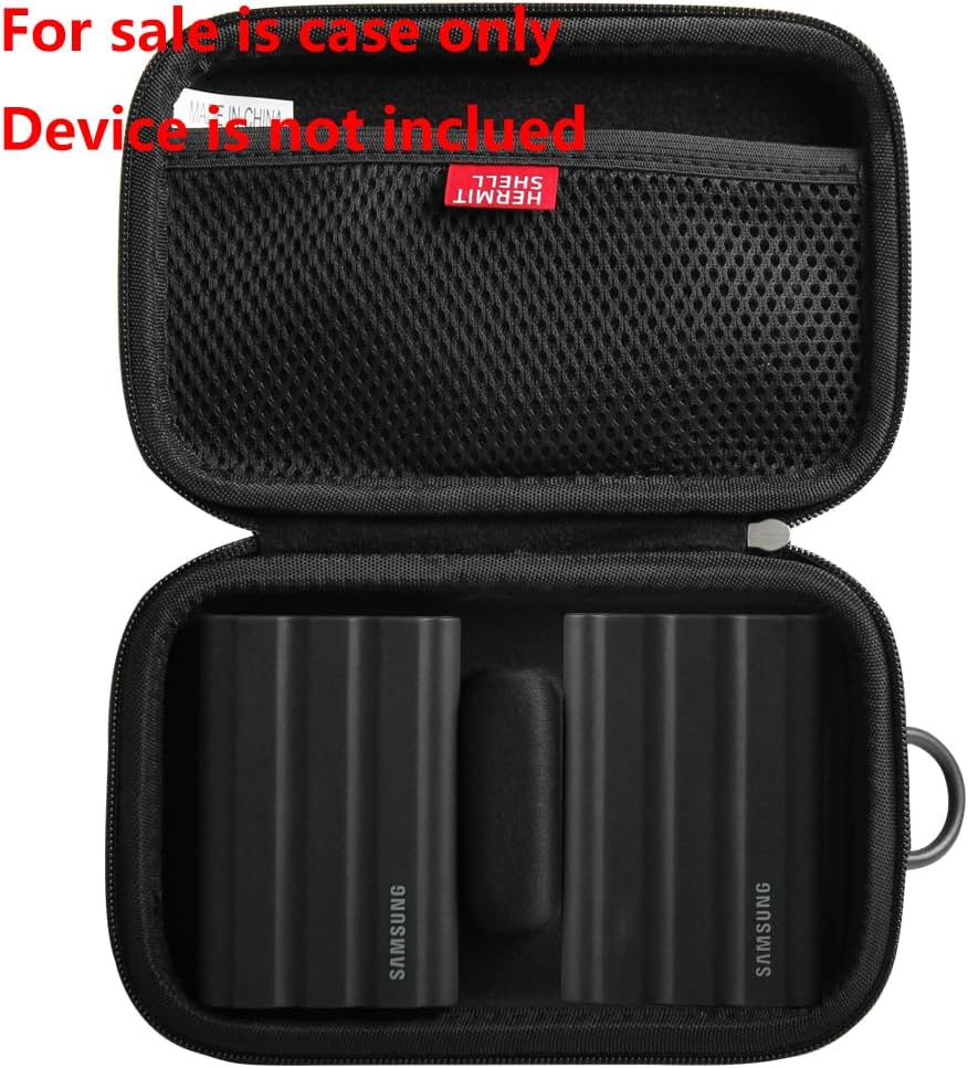 Hermitshell Hard Travel Case for Samsung T7 Shield 2TB / 1TB / 4TB, Portable SSD, USB 3.2 Gen2 External Solid State Drive (Black, Case for 2 Hard Drives)