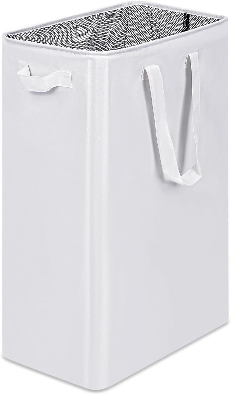 efluky Slim Laundry Basket, Narrow Laundry Hamper with Handles, Collapsible Dirty Clothes Hamper, Tall Laundry Bin for Laundry Room, Dorm and Bedroom, 12.7 Gallons(75L) White