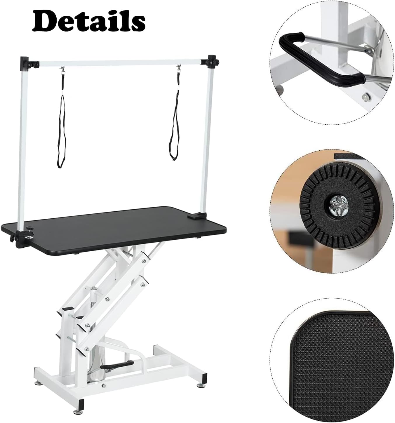 Hydraulic Dog Pet Grooming Table, 42 Inch Heavy Duty Z Lift Structure Professional Dog Grooming Table Suitable for Large Dogs at Home with Adjustable Overhead Arms, Clamps and 2 Grooming Noose, Purple