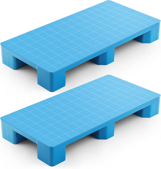 2 Pcs Plastic Pallet for Basement Storage Easy Stack Lightweight Floor Pallet Display Flooring Room Supermarket Christmas, Support up to 2000 Lbs (40'' L X 20'' W X 5.5'' H,Blue)