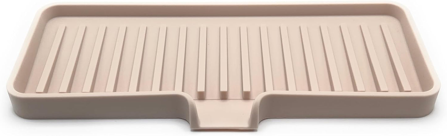 Happitasa Silicone Soap Dish Tray and Sponge Holder with Drain Chute | Bathroom and Kitchen Sink Organizer Caddy (Sand Dollar, 9"x3.5", 5.6 Ounces)