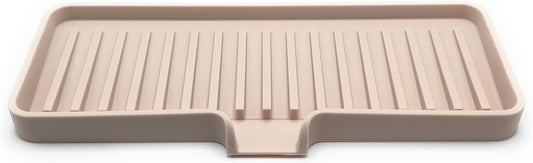 Happitasa Silicone Soap Dish Tray and Sponge Holder with Drain Chute | Bathroom and Kitchen Sink Organizer Caddy (Sand Dollar, 9"x3.5", 5.6 Ounces)