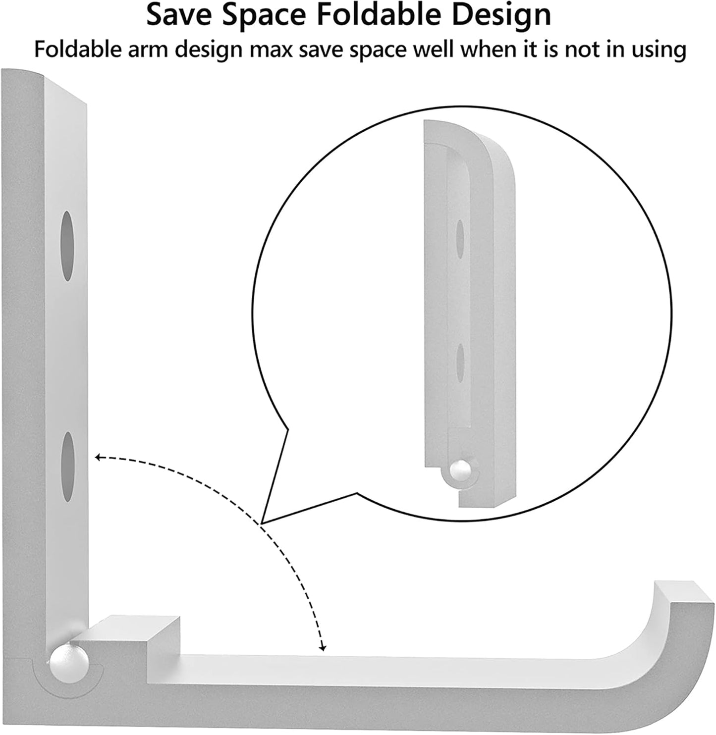 Geekria Foldable Wall Mount Headphones Holder, Headset Wall Hanger, Aluminum Wall Mount Hook, Hold Up to 1KG with 3M Tape, 20KG with Screws, Stand Come with Headband Protective Pad (2pcs)