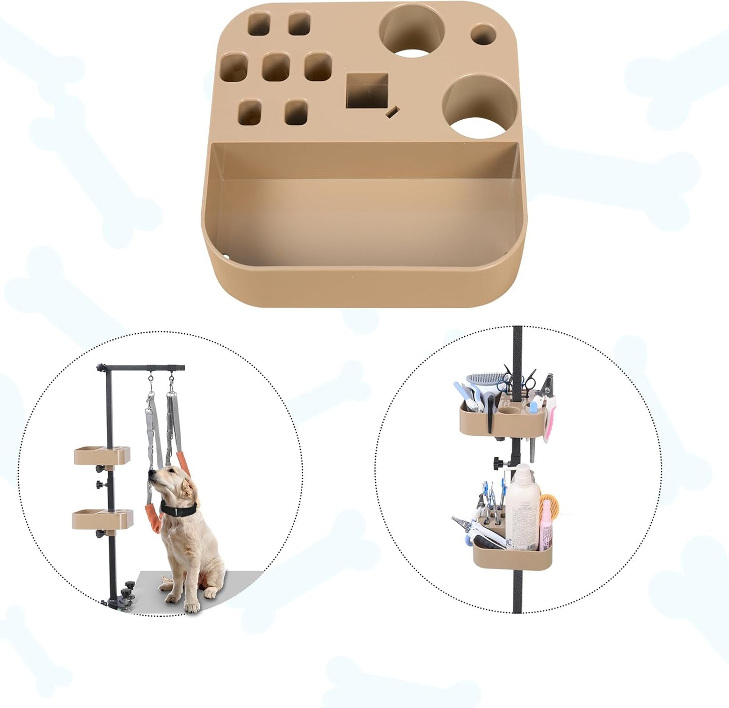 Adjustable Pet Grooming Storage Rack - Holds Grooming Scissors, Brushes and Tools - Compact, Durable and Easy to Install