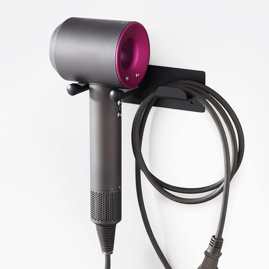 Hair Dryer Holder Wall Mounted, Self Adhesive Blow Dryer Holder Hair Dryer Organizer Hair Dryer Holder Wall Mounted Compatible with Dyson Blow Dryer Black Banjekt