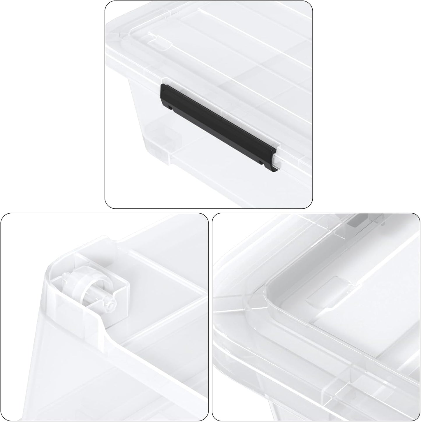 40 Quart Plastic Underbed Storage Boxes, Large Clear Storage Bin with Wheels, 4 Packs