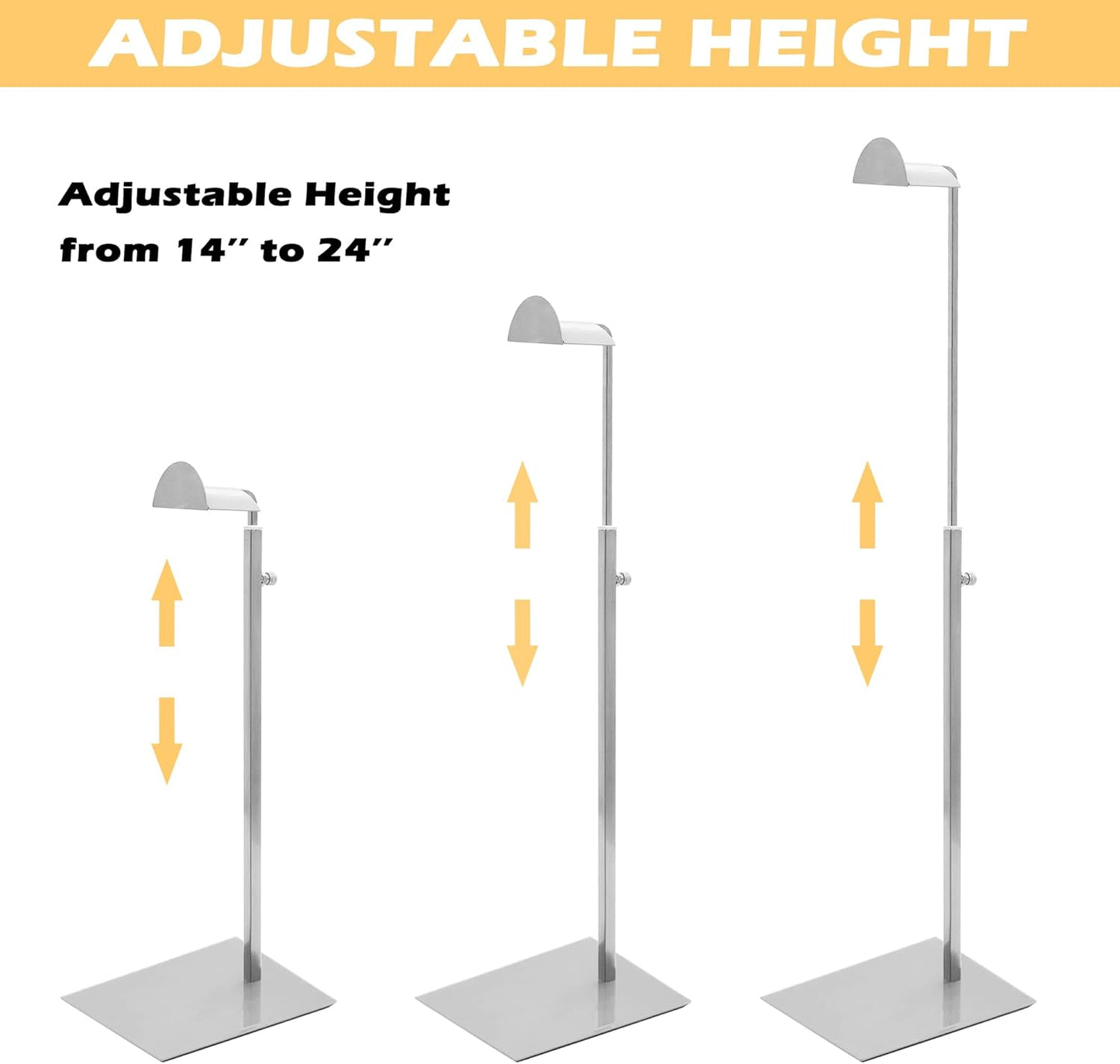 Royxen 3 Pack Handbag Rack Stainless Steel with Adjustable Height, Purse Display Stand, Silver