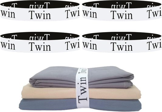4 Pieces Bed Sheet Organizer Bands, Sheet Organizers and Storage Label Bands, Sheet Label for Bedding, Sheets Organizer for Closet,Sheet Keepers Linen Labels Bedding Bands (4Pcs Twin)