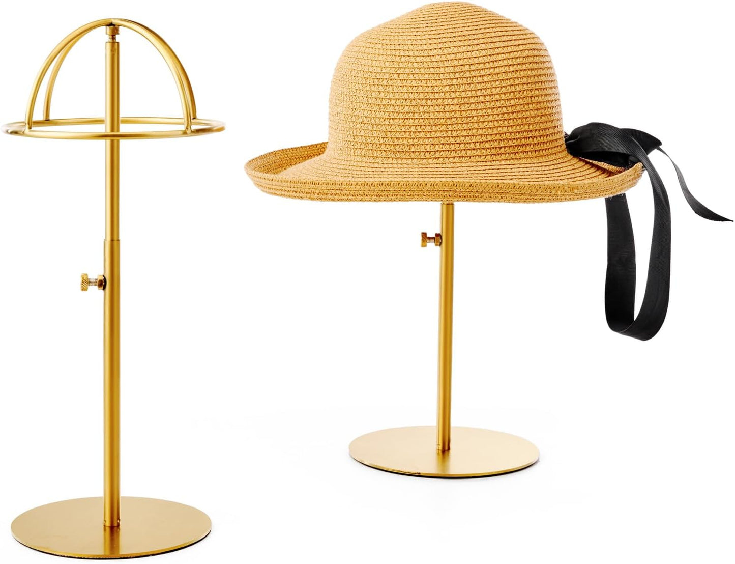 Hat Rack 2PCS Stainless Steel Hat Display Stand Adjustable Height Cap Rack Showcase for Home Boutique Retail Store