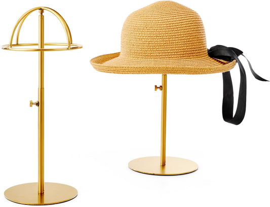 Hat Rack 2PCS Stainless Steel Hat Display Stand Adjustable Height Cap Rack Showcase for Home Boutique Retail Store