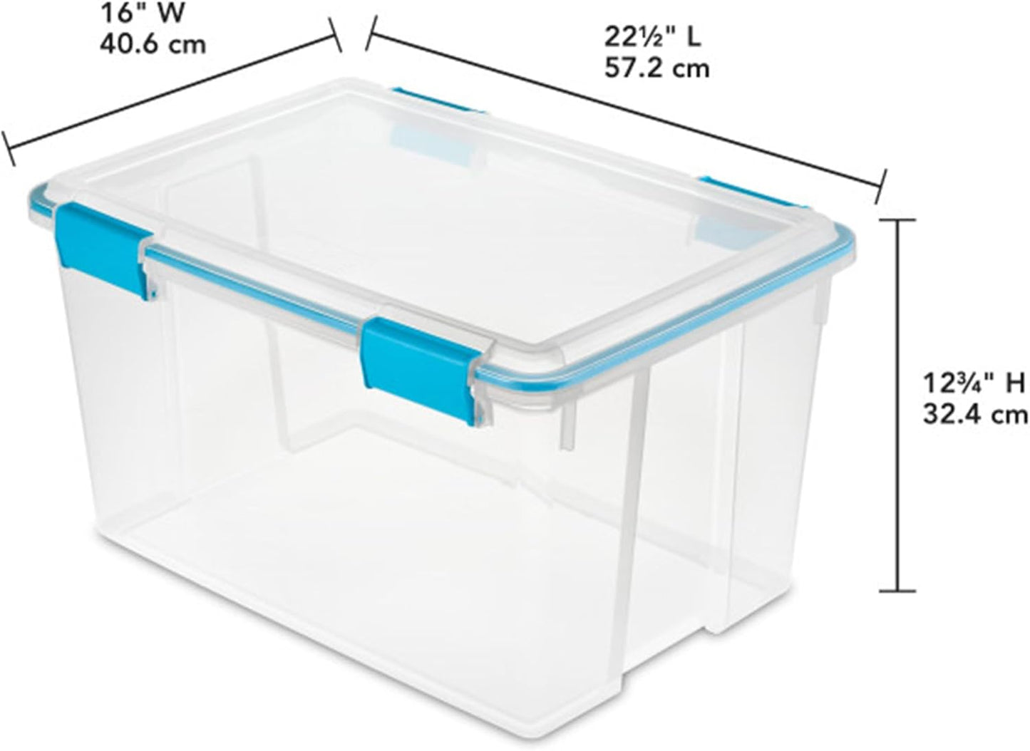 Sterilite 8-Pack Gasket Box, Weather-Resistant Storage Bins with Latching Lids, 54 Quart - Heavy-Duty Organizing Containers for Closet, Bathroom, and Office