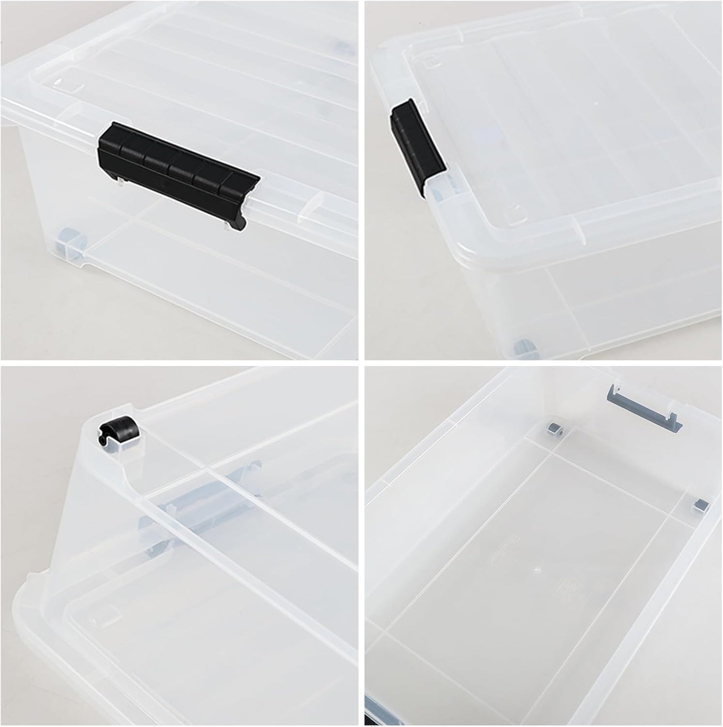 Gloreen 25 Quart Plastic Underbed Storage Container with Wheels, Clear Under Bed Storage Box Bins, 3-Pack