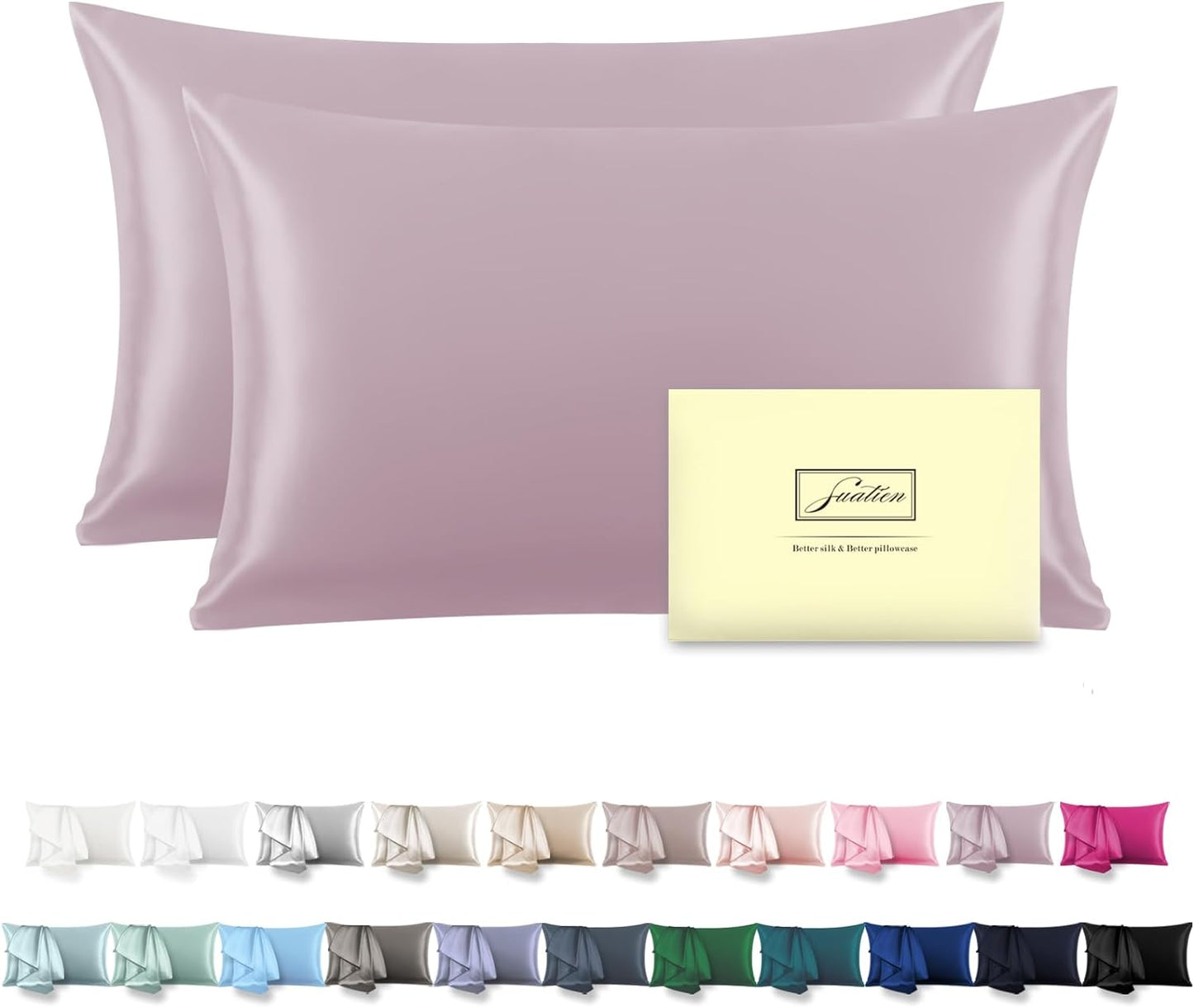 Silk Pillow Cases 2 Pack Soft Breathable and Sliky Queen Size Pillow Cases Set of 2,Natural Mulberry Satin Silk Pillowcase with Hidden Zipper for Hair and Skin (Lavender,20"X 30",2pcs)
