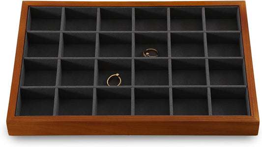 Earring Storage Tray, Wood Jewelry Organizer Tray,Black Stackable Jewelry Trays,Premium Wood Earring Display