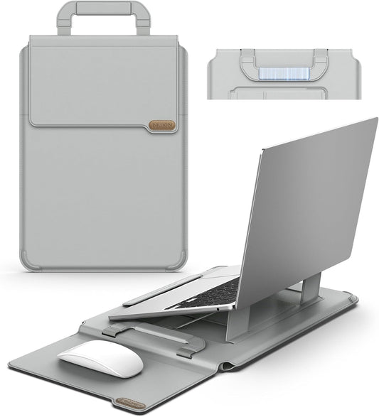 Nillkin 14 inch Laptop Sleeve with Handle (4-in-1), 2 Stand Modes, MacBook Sleeve with Adjustable Stand & Mouse Pad, Slim Laptop Case 14 inch for Samsung/Surface/HP/Chromebook/Dell 12-14'', Gray