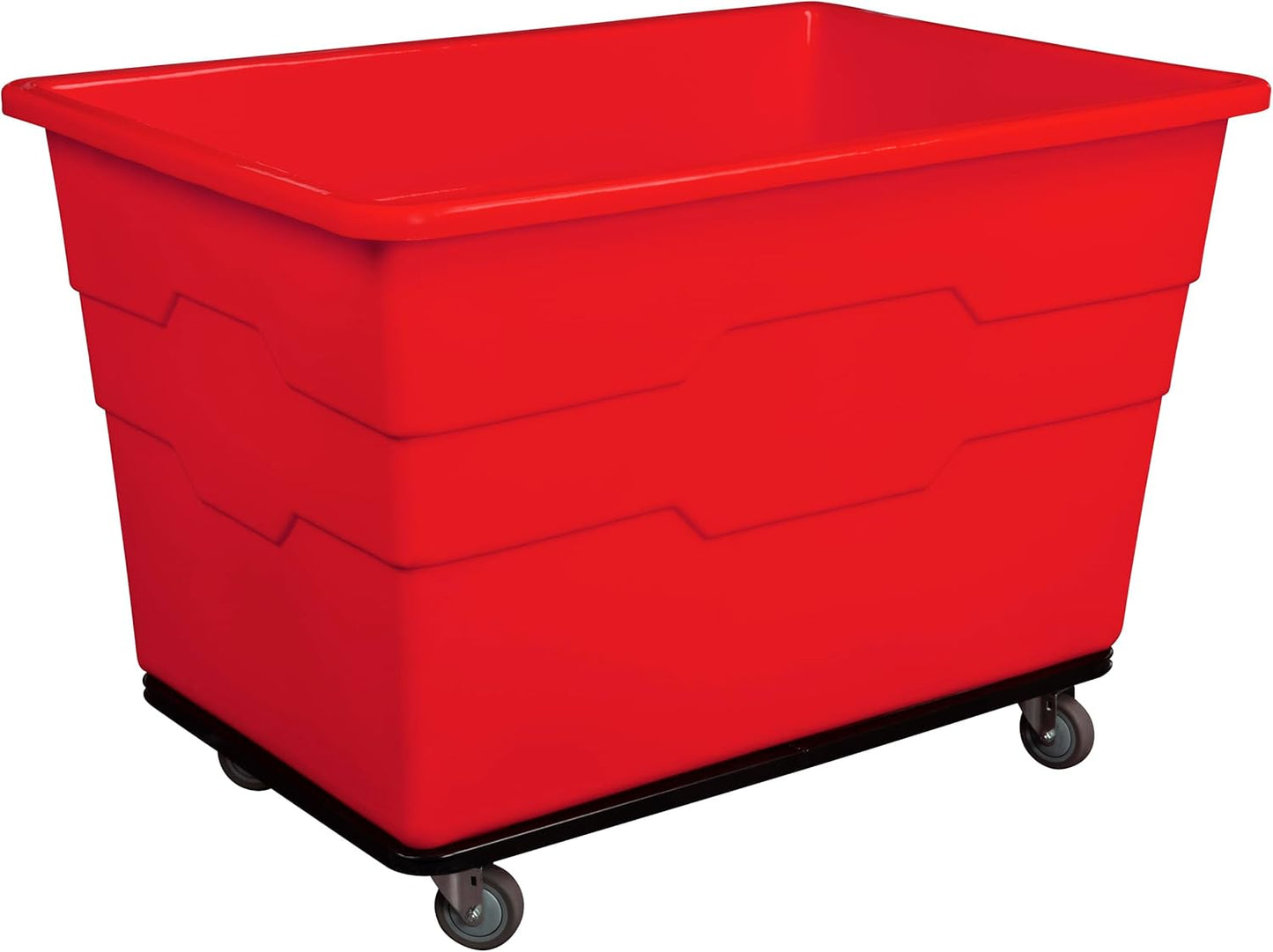 Commercial 20 Bushel Utility Cart with Steel Base, Poly Box Basket Truck, Laundry Cart, and Rolling Trash Bin, 51.5-Inch x 35.5-Inch x 36-Inch, 1000 Pound Weight Capacity, Red