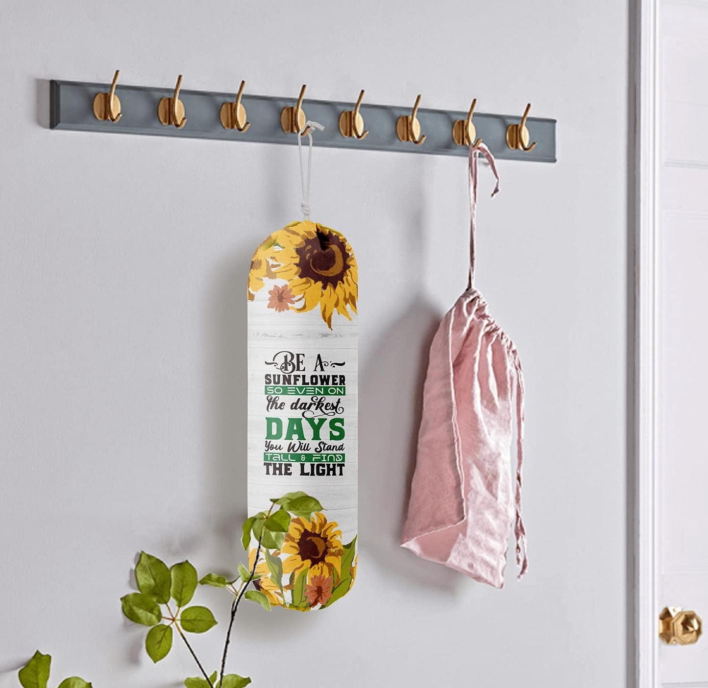 Sunflower Grocery Bags Holder Organizer - Wall Mount Plastic Bags Storage Container Dispenser - Gift for Women, Mother, Grandmother, Friend